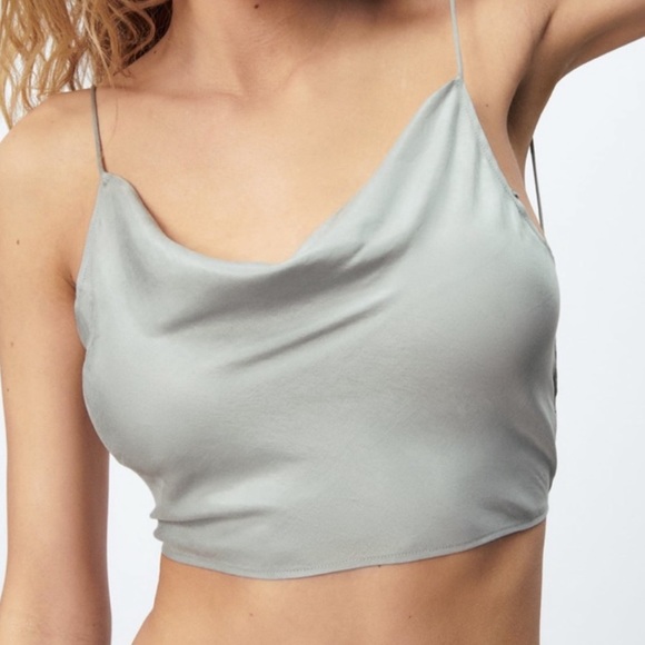 Zara FLOWY TOP MID-GRAY M - Picture 2 of 2